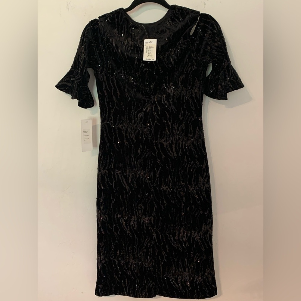 Teri Jon by Rickie Freeman Sequin Evening Gown Cocktail Glam New Years 6 Black